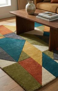 Alfombra de Lana de Lujo Hecha a Mano con Diseño Geométrico, Moderna y Abstracta, Antideslizante, de Pelo Medio, con Base de Silicona y Algodón, para Sala de Estar y Dormitorio - Product Image 6
