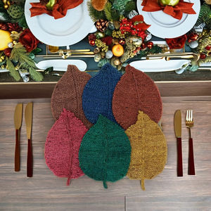 Set de table en jute de Noël, motif floral, pour mariage, fait main, écologique, décoration de table - Product Image 2