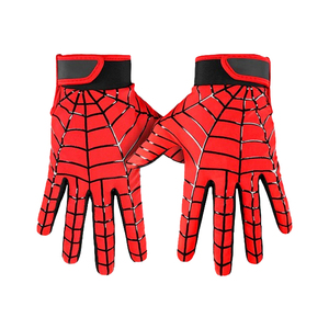 <b>Spider</b>-<b>Man</b> Style Full Finger Non-Slip Outdoor Sports <b>Gloves</b> Red Black Web Pattern Polyester Drawstring Closure Unisex - Product Image 2