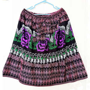 Falda Bordada en Oferta, Falda Midi con Cintura Elástica, Falda Informal para Mujer, Falda de Algodón con Estampado Floral Bordado Micronésico para Niñas - Product Image 4