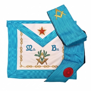 Delantal de Maestro Masón del Rito Francés, Bordado a Mano Profesional en Cuero Genuino, Regalia Masónica Ceremonial de Primera Calidad - Product Image 3