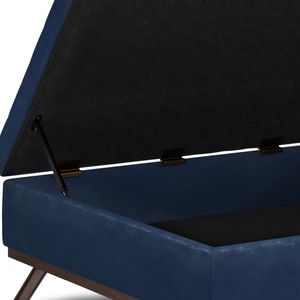 Owen Pouf Contenitore Quadrato Blu Scuro Effetto Invecchiato, Tavolino da Caffè e Sgabello - Product Image 3