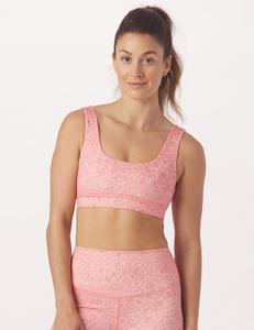 Sujetador deportivo con estampado de leopardo rosa para mujer, top acolchado sin costuras para entrenamiento, ropa deportiva para gimnasio - Product Image 1