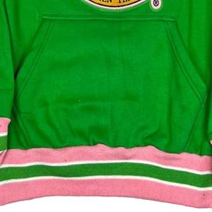 เสื้อสเวตเตอร์ผ้าฝ้าย100ปักลายแบบกำหนดเอง,เสื้อสเวตเชิ้ตผ้ากำมะหยี่สีเขียวและสีชมพู - Product Image 5