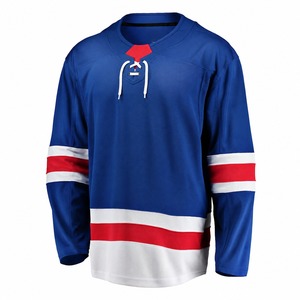 Custom Blank Hockey Jersey Long Sleeve Lace Up Neck Royal Blue <b>Red</b> White <b>Striped</b> Team Hockey Uniform - Product Image 1