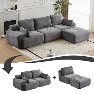 Divano Sezionale Modulare Moderno Cloud Pet-Friendly, Grande Divano Comprimibile in Memory Foam con Gambe in Tessuto Corduroy per Soggiorno - Product Image 2