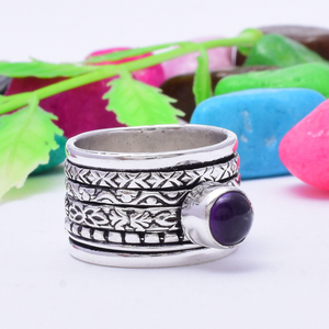Amethyst <b>Spinner</b> <b>Ring</b> Handmade Fidget Purple Amethyst Sterling Silver <b>Ring</b> Anxiety Relief Jewelry Boho Gift - Product Image 3