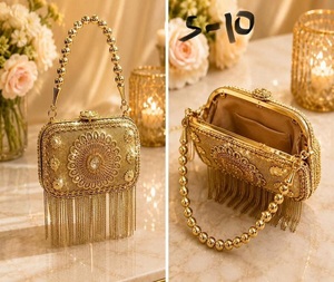Handmade Gold-Plated Brass Mosaic Mini <b>Bag</b> Rhinestone Chain Customized Purse Flap <b>Clutch</b> <b>Velvet</b> Lining 7 Inch Fashion Women's - Product Image 3