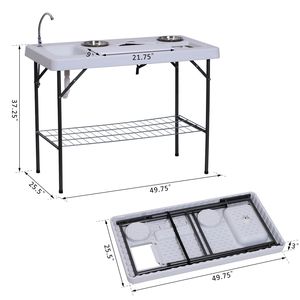 Tavolo da Campeggio con Lavello e Rubinetto, Lavabo Quadrato in Acciaio Inox per Pulizia Pesce, Camera da Letto, Cucina, Esterno, Pieghevole, Pannello Elegante - Product Image 3