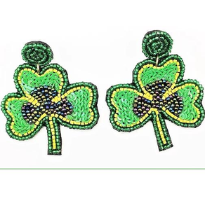 Pendientes Colgantes con Diseño Navideño Festivo, Hechos a Mano con Cuentas de Semillas y Bordado de Logotipo Personalizado, Accesorio de Moda - Product Image 1