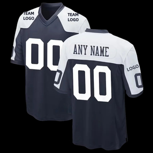 เสื้อฟุตบอลอเมริกันพรีเมียม โพลีเอสเตอร์ 100% ระบายเหงื่อได้ดี สกรีนโลโก้ตามสั่ง ชุดทีมแบบซับลิเมชั่น รับผลิตแบบ OEM จำนวนมาก แขนสั้น สีพื้น - Product Image 4