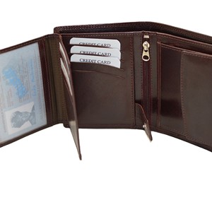 Portefeuille long en cuir véritable avec fermeture éclair, emplacements multiples pour cartes, design minimaliste unisexe - Product Image 3
