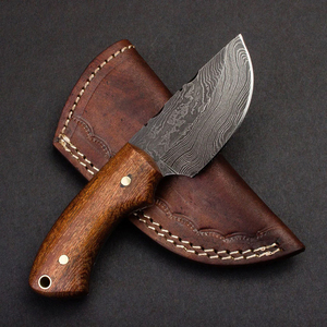 Couteau de chasse artisanal en acier Damas, lame fixe professionnelle, manche en bois, personnalisation OEM, prise en main confortable - Product Image 5