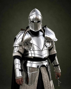 Ensemble d'armure de chevalier médiévale en acier, casque et protège-tibias, nickel noir poli, combinaison intégrale 3D pour collection et exposition Marco - Product Image 2