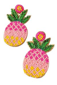 Bijoux fantaisie perles de rocaille broderie boucles d'oreilles pinepale perles de verre ananas perle boucles d'oreilles goutte pour les femmes par Hiba Enterprises - Product Image 2