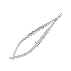 Ciseaux micro-corneiliens Castroviejo de haute qualité, lames courbées de 11 mm, manche plat, acier inoxydable, 10 cm, manuel, certifié CE - Product Image 1
