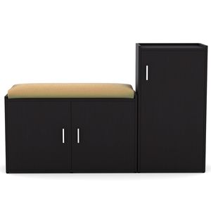 Engineered Wood Shoe <b>Rack</b> Combo with Cushion Seat - Royal Black Finish - Product Image 3