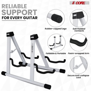 Support de guitare double à 5 cœurs en forme de A avec bras en mousse pour guitares acoustiques, électriques, basses, ukulélés et banjos - Product Image 3