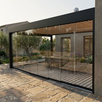 Gazebo de jardin extérieur à toit rigide avec finition en aluminium anthracite et auvent à persiennes résistant aux intempéries pour un confort quotidien en extérieur