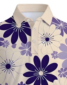 Men's Floral Print Polo Shirt Short Sleeve Casual Breathable Cotton Oxford Fabric Regular Fit Digital Printed Design - Product Image 6