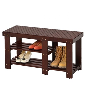 Modern Solid Wood <b>Shoe</b> <b>Bench</b> Rack with Shelf <b>Storage</b> for Living Room Entry - Product Image 1
