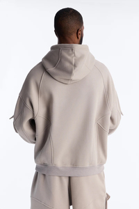 Nouvelle Arrivée Sweat à Capuche Homme Automne 100% Coton Molletonné Pull Oversize Couleur Unie Style Décontracté Haute Qualité Poches Personnalisées - Product Image 2