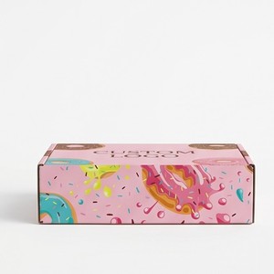 Boîte à gâteau rose personnalisable avec impression quadricolore, emballage rectangulaire en carton auto-assemblant pour aliments - Product Image 3