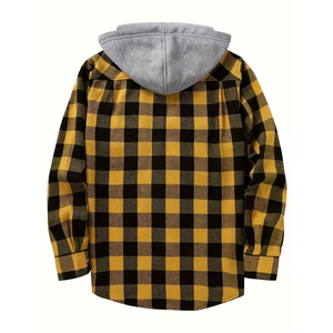 High Quality <b>Flannel</b> <b>Jacket</b> For Adult Black Yellow Box Printed Warm Outdoor And Casual Winter Wear Fashion Soft <b>Flannel</b> Coat - Product Image 2