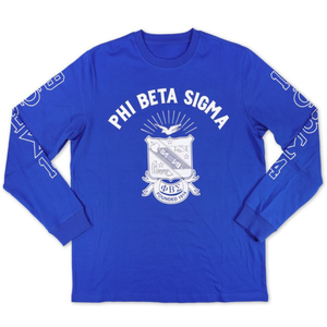 T-shirt à manches longues bleu roi Phi Beta Sigma avec emblème grec en coton pour homme, décontracté, pour la vie quotidienne - Product Image 1