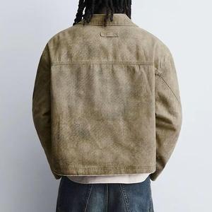 Oversized Vintage Denim Wash <b>Jacket</b> for Men Custom Men's Vintage <b>Zip</b>-<b>up</b> Worker <b>Jacket</b> Outdoor Twill <b>Jacket</b> - Product Image 2
