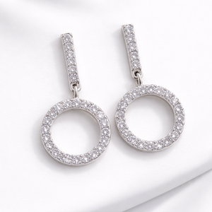 Pendientes Colgantes Románticos de Circonita Cúbica Blanca para Mujer, Plata de Ley Fina con Baño de Rodio, Regalo de Aniversario, Compromiso o Boda - Product Image 3