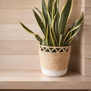 Modern Handmade Rattan Woven Flower Pot Bohemian Style Indoor Plant Decor Natural Finish Desktop Use - Product Image 3