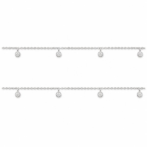 Chaîne de cheville pendante en argent sterling 925 avec zircone cubique pour femme, minimaliste, délicate, pour usage quotidien, cadeau de fête, finition polie - Product Image 3