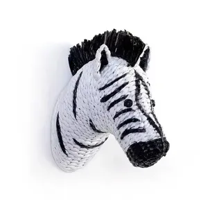 Letrero Colgante Único con Forma de Zebra Natural, Decorado con Jacinto de Agua, Fibra Vegetal Sostenible para Decoración de Cuarto Infantil - Product Image 4