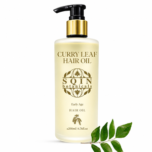 Aceite Capilar con Extracto de Hoja de Curry e Hibisco SQIN Botanicals, Nutre las Raíces, Cuidado del Cuero Cabelludo, Ecológico, 200 ml, para Todo Tipo de Cabello, a Granel - Product Image 1