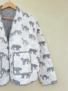 Indian Handmade Cotton Eco-Friendly Quilted Anti-Wrinkle Quick Dry Breathable Front Pocket <b>Covered</b> <b>Button</b> Closure Autumn/Winter - Product Image 4