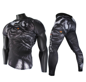 Conjunto Deportivo Unisex de Compresión para Gimnasio, Secado Rápido, Transpirable, Anti-UV, Camiseta de Manga Larga y Pantalones de Entrenamiento - Product Image 1