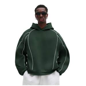 Nouveau design – Sweat à capuche unisexe en molleton à épaules tombantes, coupe oversize, qualité supérieure, 100 % coton épais, avec passepoil contrastant - Product Image 1