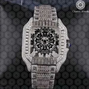 Reloj Charm Jewells de acero inoxidable para hombre, caja de 40 mm, detalles de diamantes, analógico, de lujo, a la moda, movimiento mecánico, fecha automática - Product Image 1