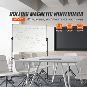 Pizarra Magnética Rodante de Doble Cara con Altura Ajustable de 48x36 Pulgadas, Pizarra Blanca con 1 Rueda Magnética, Pizarra Blanca Electrónica - Product Image 2