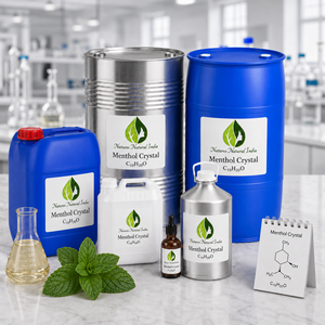 Cristaux de menthol naturel 100% pur, huile essentielle de menthe poivrée pure, fabricant, fournisseur et exportateur en gros d'ingrédients aromatiques chimiques en Inde - Product Image 1