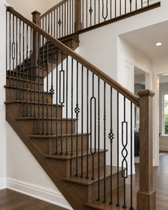 Balaustre de Escalera Decorativo de Hierro Forjado Negro Mate, Diseño Moderno de Doble Espiral, Marca EFS, para Uso Residencial y Comercial en Balcones - Product Image 3