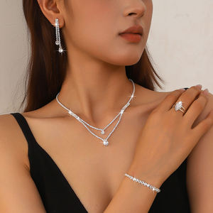 Romantic 925 <b>Silver</b> 14K Gold Plated Luxury Jewelry <b>Set</b> <b>Necklace</b> Earrings Ring Bracelet Moissanite Star Shape Fine Jewelry - Product Image 4