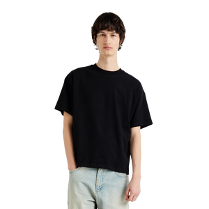 เสื้อยืดผู้ชายทรงหลวมโอเวอร์ไซส์ ผ้าถักนิตติ้งจากใยฝ้ายและใยไผ่ ทรงบ็อกซี่ ไหล่ตก หนานุ่ม สไตล์ลำลอง ฮิปสเตอร์ ไม่หดตัว ซักเร็ว - Product Image 2