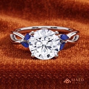Bague en Moissanite Coupe Ronde, Bijou en Argent pour Femme, Pierre Verte, Motif Feuille, Cadeau de Mariage et Fiançailles, Bijoux Tendance, Élégance - Product Image 3