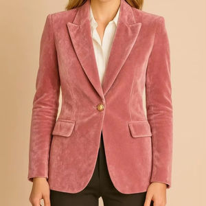 เสื้อโค้ทกำมะหยี่สีชมพูสไตล์วิคตอเรียนสำหรับผู้หญิง แจ็คเก็ตแฟชั่นทรงเรเจนซี่แบบสตีมพังก์ ตัดเย็บทรงเข้ารูป กระดุมสองแถว - Product Image 1