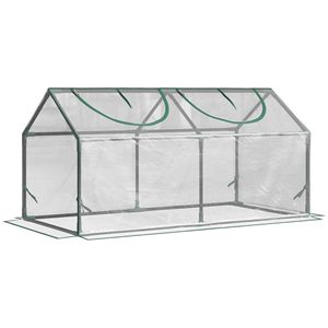 Mini serra portatile 120x60x60 cm con copertura in PVC e finestre avvolgibili con cerniera per giardino interno/esterno - Product Image 1