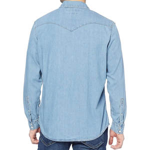 Camisa de Mezclilla Clásica de Manga Larga para Hombre, Corte Regular, para Uso Casual, Mezcla de Algodón Resistente con Cuello y Puños con Botones - Product Image 3