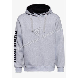 Sudadera con capucha de algodón tejido para hombre, informal, de invierno, con cordón, bordada, con cremallera, logotipo personalizado, transpirable, de secado rápido, holgada - Product Image 2
