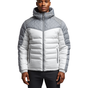 Luxury Men's Diamond Quilted Long Hooded Puffer Jacket Premium Insulated Polyester Construction Waterproof Windproof Modern - Product Image 2